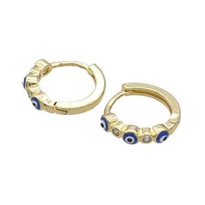 Copper Hoop Earring RoyalBlue Enamel Evil Eye Gold Plated, approx 3mm, 16mm dia