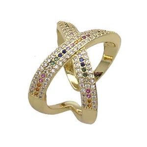 Copper Ring Pave Zircon Gold Plated, approx 16-22mm, 18mm dia