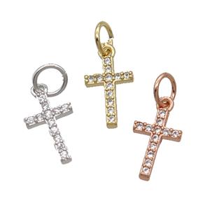 Copper Cross Pendant Pave Zircon Mix, approx 7-11mm