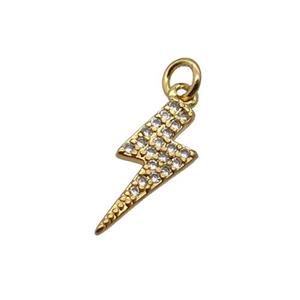 Copper Lightning Pendant Pave Zircon Gold Plated, approx 5-14mm