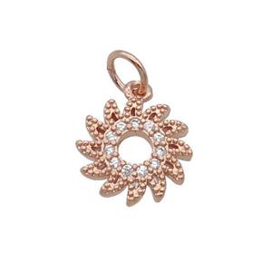 Copper Hotwheels Pendant Pave Zircon Rose Gold, approx 10.5mm