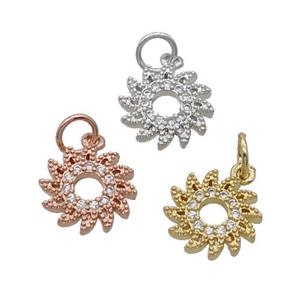 Copper Hotwheels Pendant Pave Zircon Mixed, approx 10.5mm