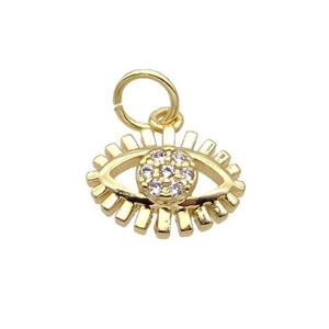 Copper Eye Pendant Pave Zircon Gold Plated, approx 8-11mm