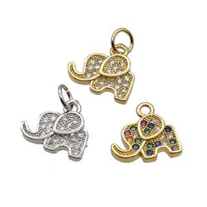 Copper Elephant Pendant Pave Zircon Mixed, approx 8.5-12mm