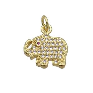 Copper Elephant Pendant Pave Zircon Gold Plated, approx 11-12.5mm