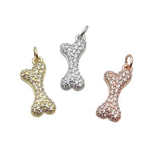 Copper DogBone Pendant Pave Zircon Mixed, approx 8-17mm