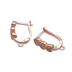 Copper Latchback Earring Pave Zircon With Loop Gold Plated, approx 12-15mm