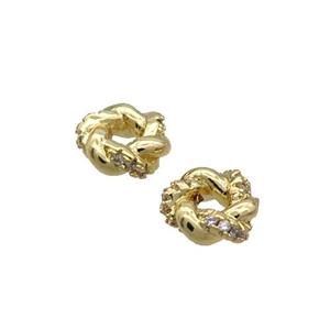Copper Rondelle Spacer Beads Pave Zircon Gold Plated, approx 8mm