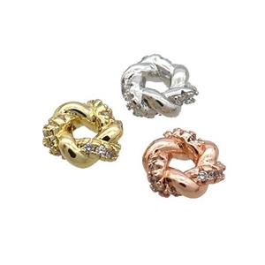 Copper Rondelle Spacer Beads Pave Zircon Mixed, approx 8mm