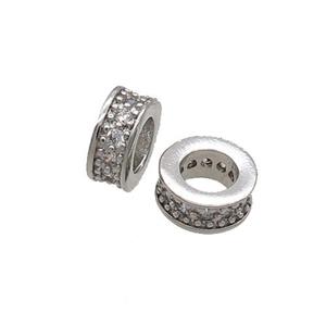 Copper Heishi Spacer Beads Pave Zircon Platinum Plated, approx 8mm