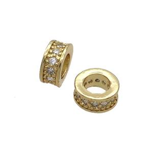 Copper Heishi Spacer Beads Pave Zircon Gold Plated, approx 8mm