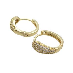 Copper Latchback Earring Pave Zircon Gold Plated, approx 18mm dia