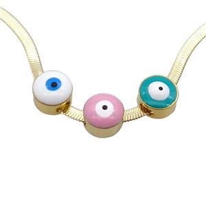 Copper Necklace Evil Eye Enamel Snake Gold Plated, approx 8.5mm, 2.5mm, 40-45cm length