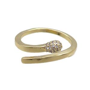 Copper Ring Pave Zircon Snake Gold Plated, approx 10mm, 18mm dia