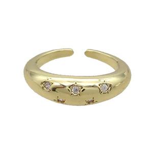 Copper Ring Pave Zircon Gold Plated, approx 6mm, 18mm dia