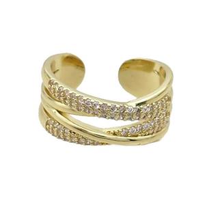 Copper Ring Pave Zircon Gold Plated, approx 9mm, 18mm dia