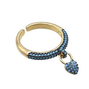 Copper Ring Pave Zircon Gold Plated, approx 6mm, 18mm dia