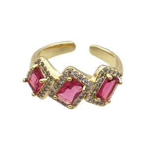 Copper Ring Pave Zircon Red Crystal Gold Plated, approx 10mm, 18mm dia