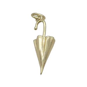 Copper Umbrella Charm Pendant Gold Plated, approx 8-18mm