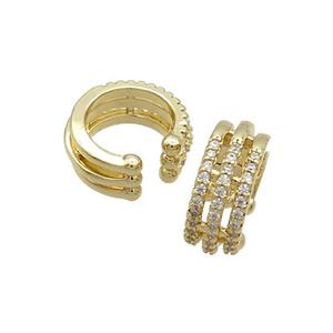 Copper Clip Earring Pave Zircon Gold Plated, approx 7mm, 16mm dia