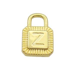 Copper Lock Pendant Z-Letter Gold Plated, approx 10-15mm