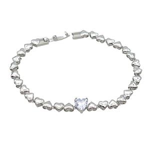 Copper Bracelet Pave Crystal Glass Platinum Plated, approx 7mm, 5mm, 17cm length