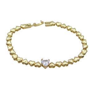 Copper Bracelet Pave Crystal Glass Gold Plated, approx 7mm, 5mm, 17cm length