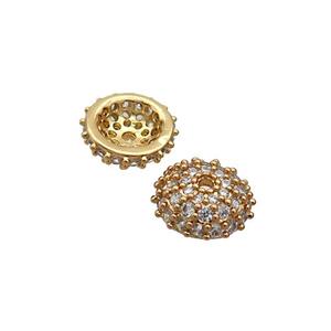 Copper Beadcaps Pave Zircon Gold Plated, approx 8mm