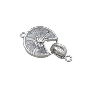 Copper Clasp Pave Zircon Platinum Plated, approx 16mm