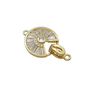 Copper Clasp Pave Zircon Gold Plated, approx 16mm