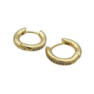 Copper Hoop Earring Pave Zircon 18K Gold, approx 14mm