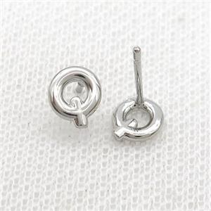 Copper Stud Earring Q-Letter Platinum Plated, approx 5-7mm