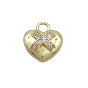 Copper Heart Pendant Pave Zircon Gold Plated, approx 13mm
