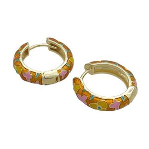 Copper Hoop Earrings Golden Enamel Gold Plated, approx 19mm dia