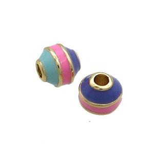 Copper Bicone Beads Enamel Multicolor Gold Plated, approx 7-7.5mm