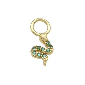 Copper Snake Pendant Charms Pave Zircon Gold Plated, approx 5mm, 3mm hole