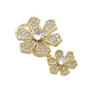 Copper Magnetic Clasp Pave Zircon Flower Gold Plated, approx 10mm, 16mm, 25mm