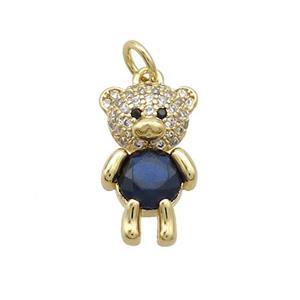 Copper Bear Pendant Pave Zircon Gold Plated, approx 9-16.5mm