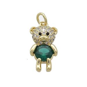 Copper Bear Pendant Pave Zircon Gold Plated, approx 9-16.5mm