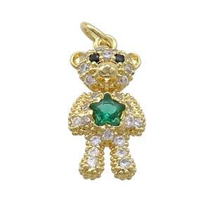 Copper Bear Pendant Pave Zircon Gold Plated, approx 9-18mm