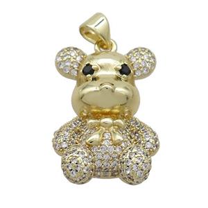 Copper Bear Pendant Pave Zircon Gold Plated, approx 16-25mm