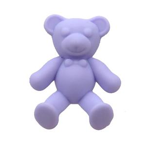 Lavender Resin Bear Pendant Matte, approx 30-38mm