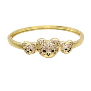 Copper Bear Bangle Pave Pink Zircon Gold Plated, approx 10-12mm, 14-17mm, 50-60mm dia