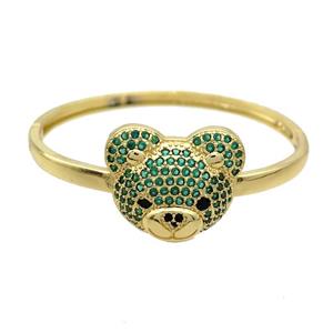 Copper Bear Bangle Pave Green Zircon Gold Plated, approx 22-28mm, 55-60mm dia