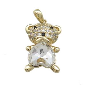 Copper Mouse Pendant Pave Zircon Crystal Glass Gold Plated, approx 13-20mm