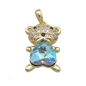 Copper Mouse Pendant Pave Zircon Crystal Glass Gold Plated, approx 13-20mm