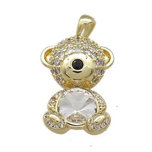 Copper Mouse Pendant Pave Zircon Crystal Glass Gold Plated, approx 16-22mm