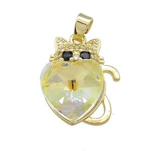 Copper Mouse Pendant Pave Crystal Glass Zircon Gold Plated, approx 14mm, 14-22mm