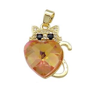 Copper Mouse Pendant Pave Crystal Glass Zircon Gold Plated, approx 14mm, 14-22mm