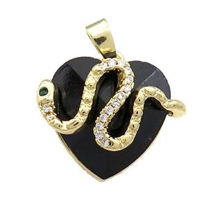 Copper Snake Pendant Pave Crystal Glass Zircon Gold Plated, approx 18mm